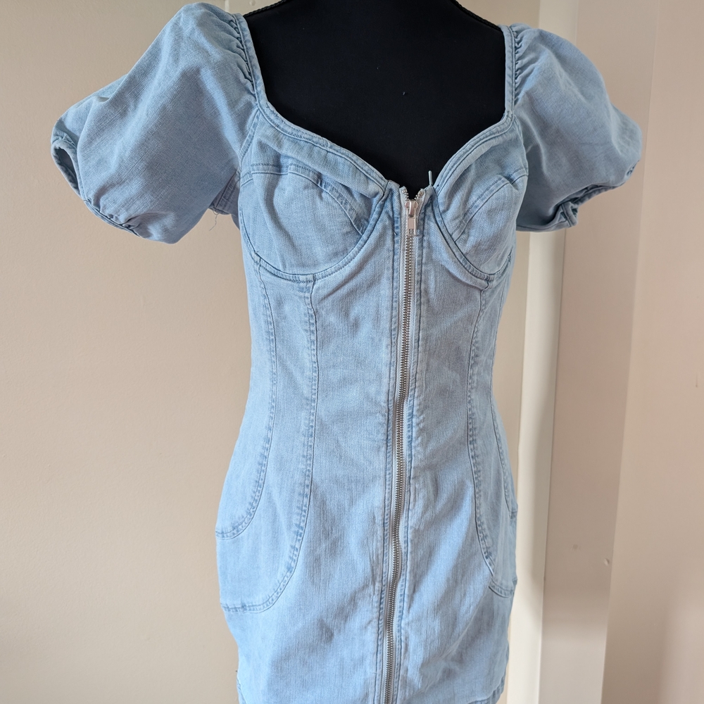 Fashion Nova Blue Bustier Mini Dress